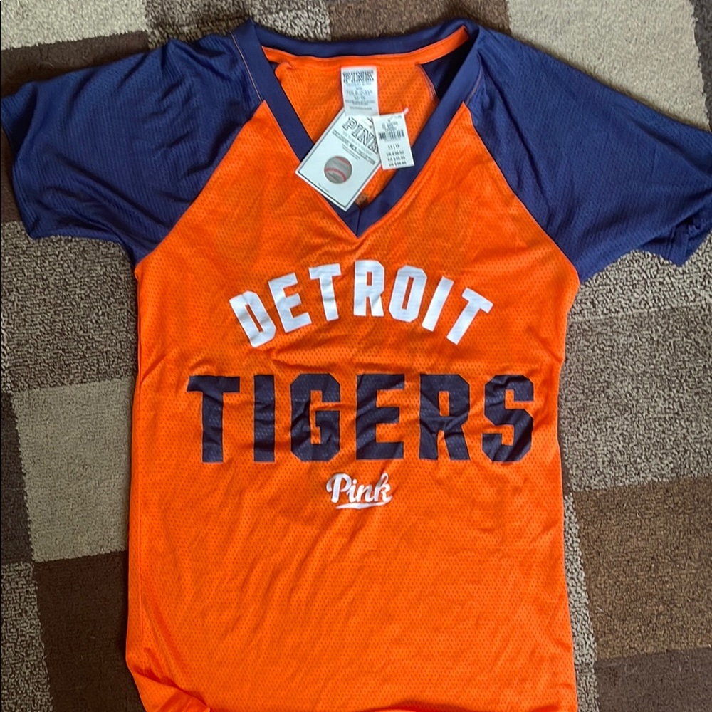 PINK Victoria's Secret Orange and Blue Jersey